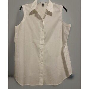 VTG GAP Shirt Womens Large White Button Up Sleeveless Classic Career Minimalist